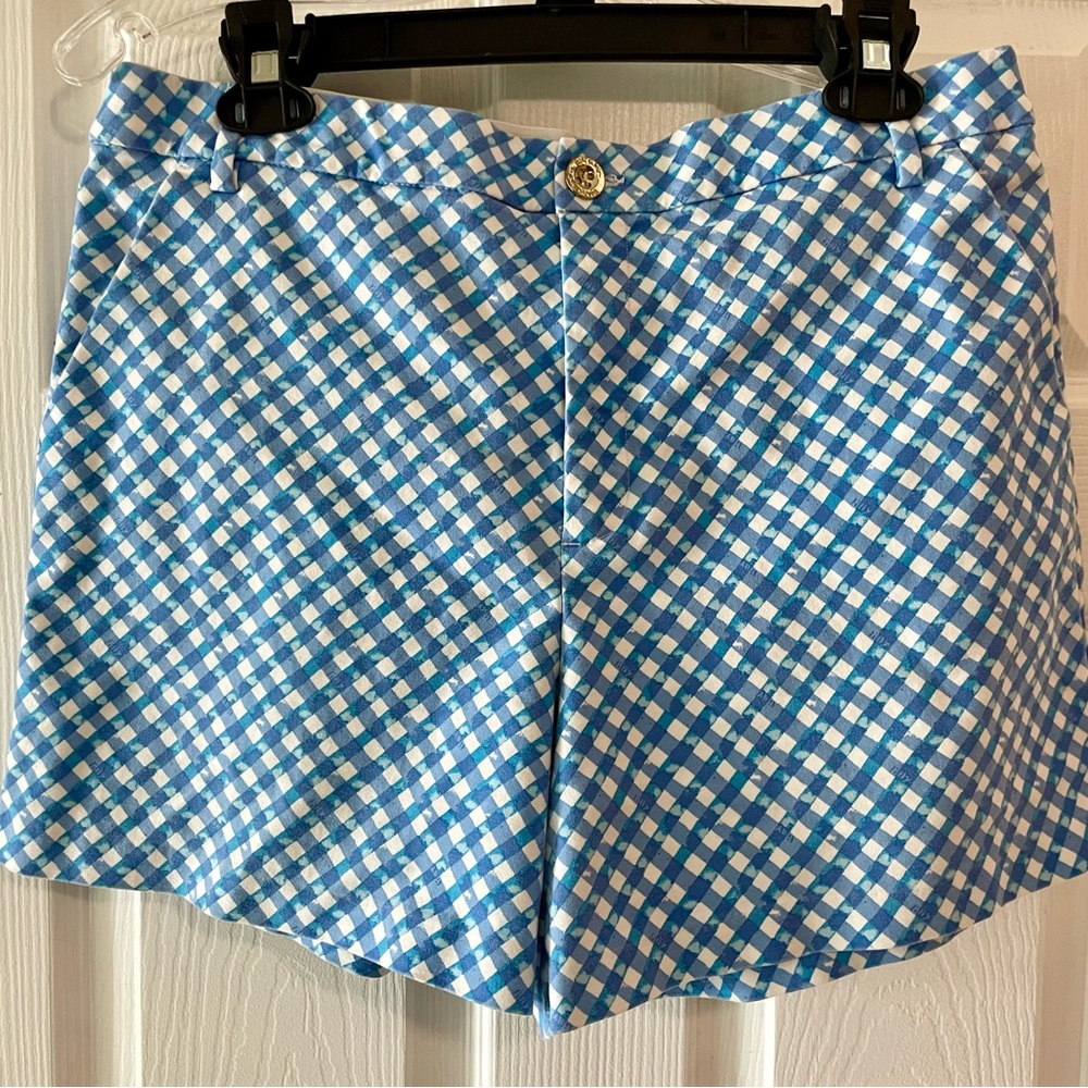 Lilly Pulitzer Blue and White Checkered Shorts in Boca Blue